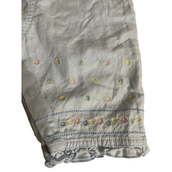Carter s Light Blue Linen Blend Overalls Floral Girl Size Medium 6 Months Baby - Picture 4 of 16